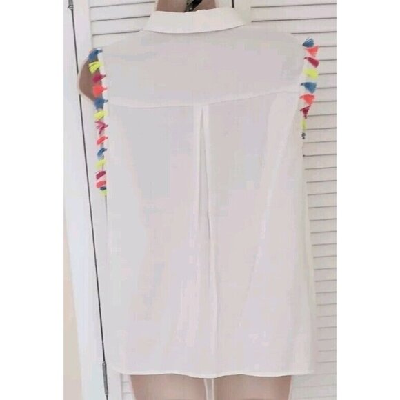 NEW LUXE MODA WHITE EMBROIDERED EMBELLISHED BLOUSE TOP SZ XLARGE - Picture 3 of 10